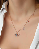 Dangling Stone Eye Silver Necklace